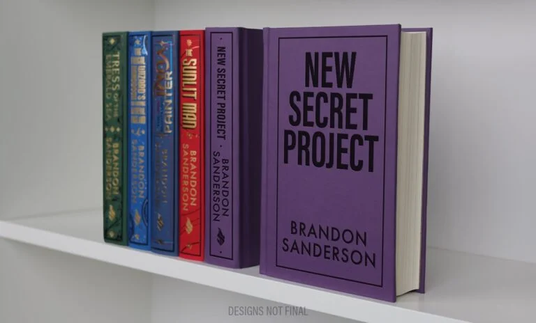 new secret project brandon sanderson book on shelf
