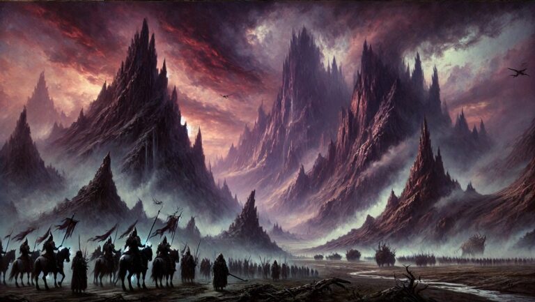 10 modern fantasy books featured image two armies facing each other beside mountains