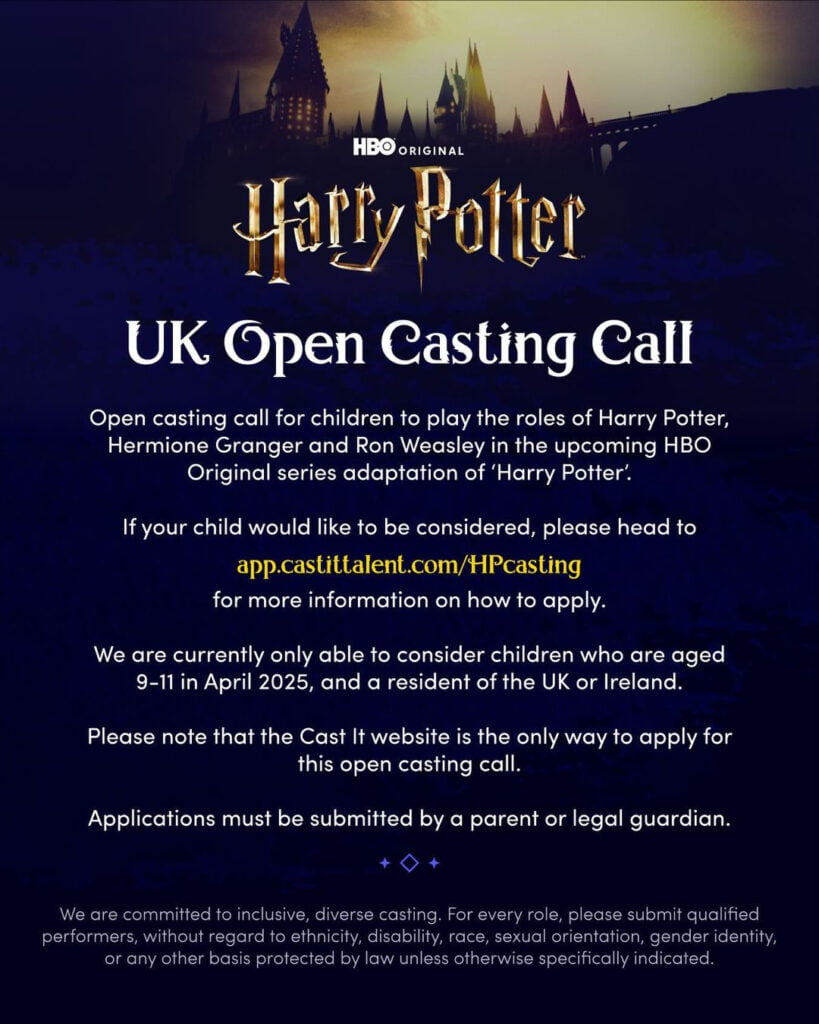 harry potter uk open casting call